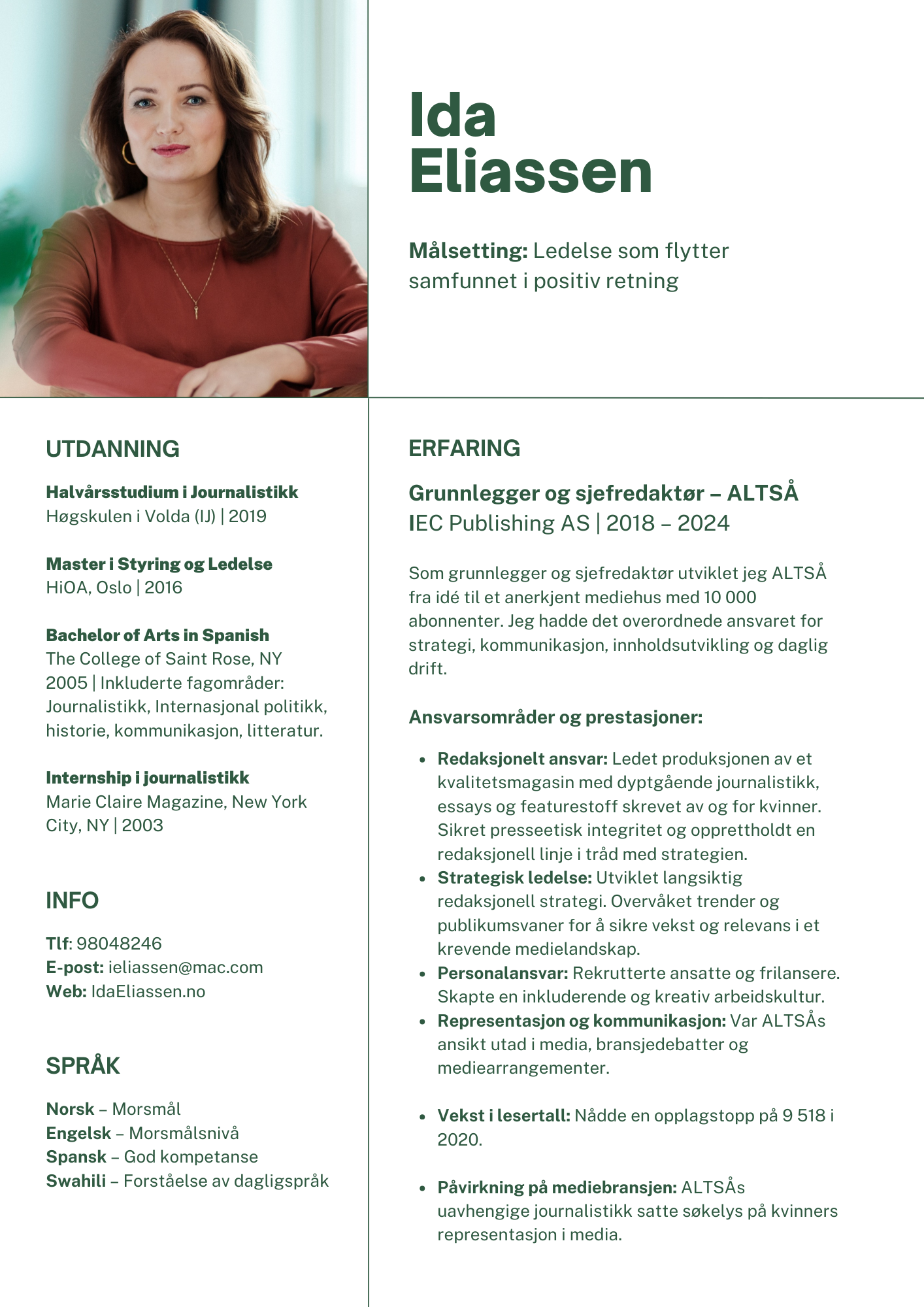 Ida Eliassen CV
